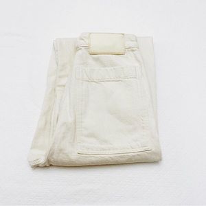 Zara The Alma Wide Leg Cream High Rise Denim Jeans SZ30